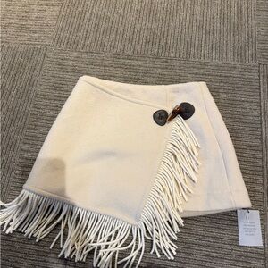 Lovers + Friends Cream Fringe Mini Skort